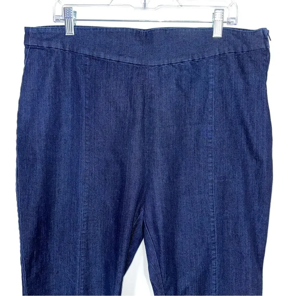 ModCloth Dark Wash Denim Center Seam Cropped Retro Pull On Capris Size 1X